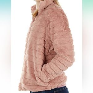 KATYDID Blush Rabbit Faux Fur Jacket